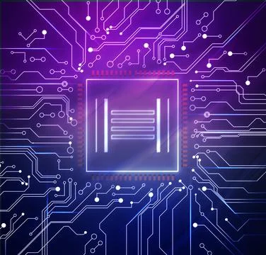 Electronics and technology. Circuit board with chip pattern illustration Stock Photos