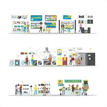 Electronics center mall. Stock Illustration