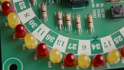 Electronics Circuit Board with Flashing Led Lights and Resistor Components 库存影片 331165980