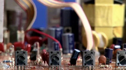 Electronics - circuit board - shallow depth of field Stock Footage 8828430