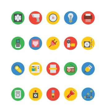 Electronics Colored Icons Collection Stock Illustration