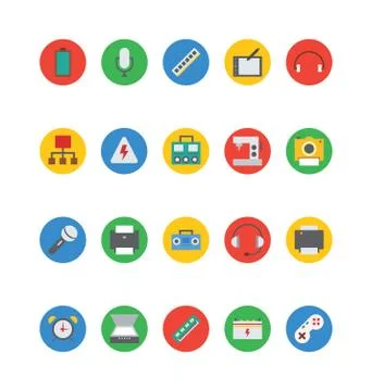Electronics Colored Icons Illustrazione stock