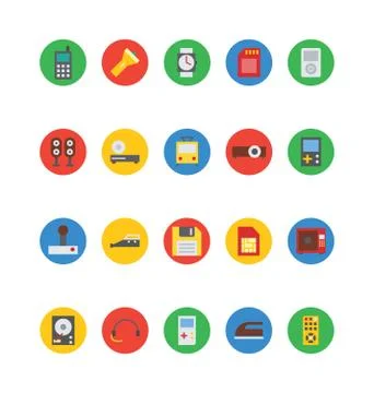 Electronics Colored Vector Icons Collection Stock Illustration