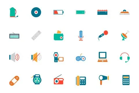 Electronics Colored Vector Icons Collection Stock Illustration