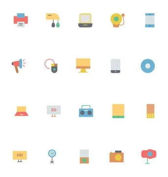 Electronics Colored Vector Icons Stock Illustration