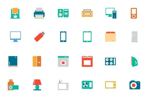 Electronics Colored Vector Icons Stock Illustration