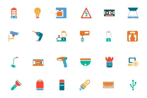 Electronics Colored Vector Icons Pack Stock Illustration