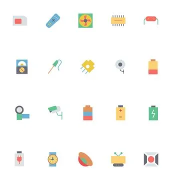 Electronics Colored Vector Icons Set Illustrazione stock