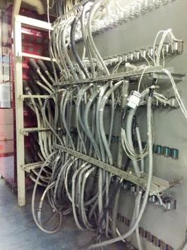 Electronics communications wire equipment switches buttons Stock Photos