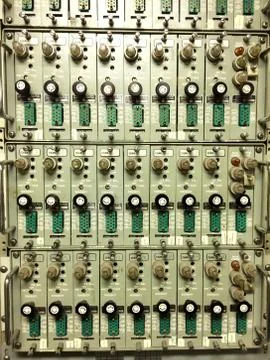 Electronics communications wire equipment switches buttons Stock Photos