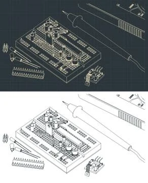 Electronics components drawings Stock Illustration