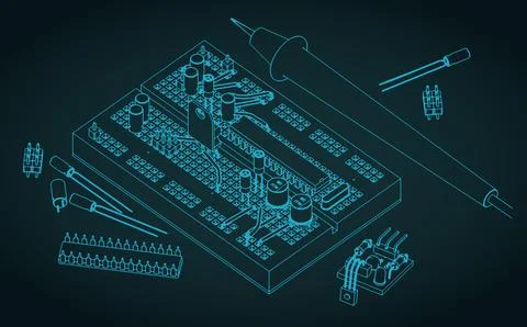 Electronics components for education and prototyping Stock Illustration