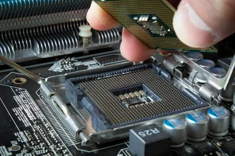 Electronics components on modern PC computer Foto stock