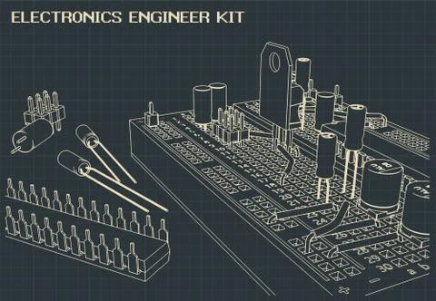 Electronics components outline Illustrazione stock