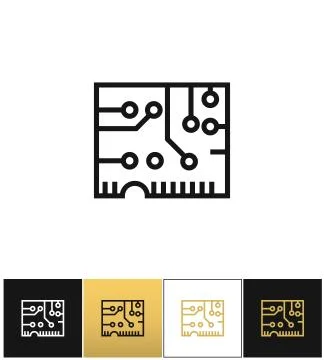 Electronics computer circuit chip vector icon イラスト素材