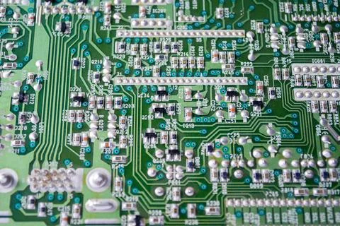 Electronics The computer electronic card with chips, microprocessors, tran... Stock Photos