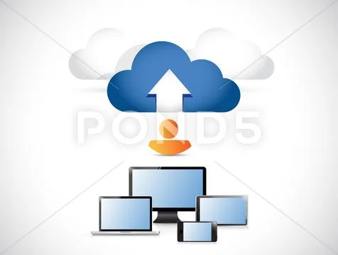 Electronics connected to a cloud. illustration Иллюстрация