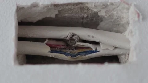 Electronics, construction, electricity, accident, safety, household concept - Stock Footage 143744891