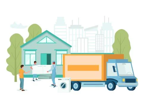Electronics delivery service concept vector flat illustration Stock Illustration