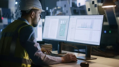 Electronics Design Factory Office: Portrait of Male Engineer Working on PC Stock Footage 125480252