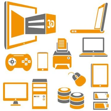 Electronics device and media icons Stock Illustration