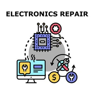 Electronics device repair and maintenance service concept Stock Illustration