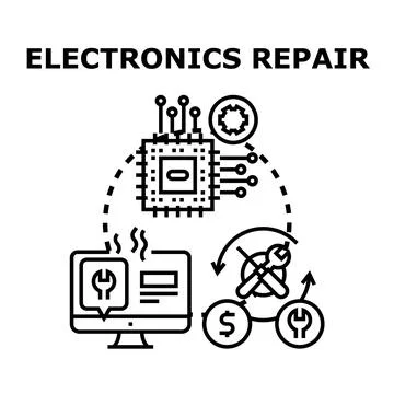 Electronics device repair and maintenance service concept Stock Illustration