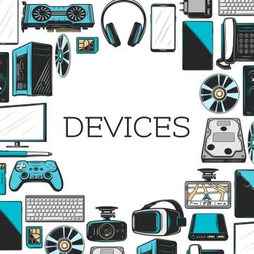 Electronics devices and digital gadgets Stock Illustration
