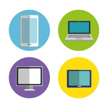 Electronics devices set icons Stock Illustration