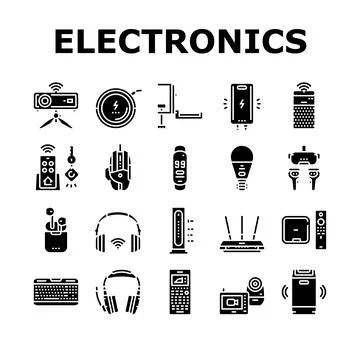 Electronics Digital Technology Icons Set Vector Stock Illustration