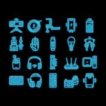 Electronics Digital Technology neon glow icon illustration Illustrazione stock