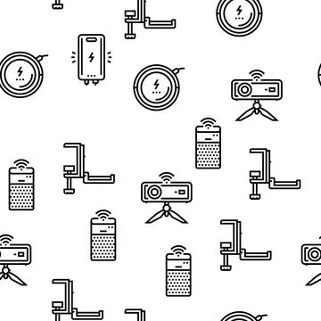 Electronics Digital Technology Vector Seamless Pattern Stock Illustration