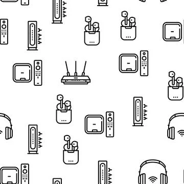 Electronics Digital Technology Vector Seamless Pattern Stock Illustration