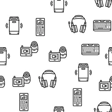 Electronics Digital Technology Vector Seamless Pattern Stock Illustration
