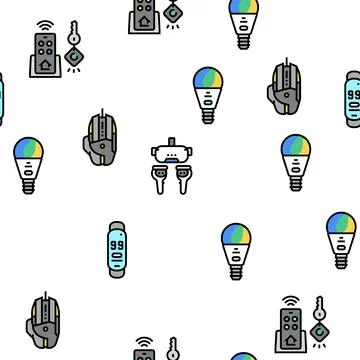 Electronics Digital Technology Vector Seamless Pattern Stock Illustration