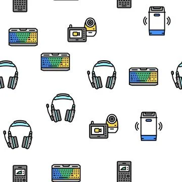 Electronics Digital Technology Vector Seamless Pattern Stock Illustration