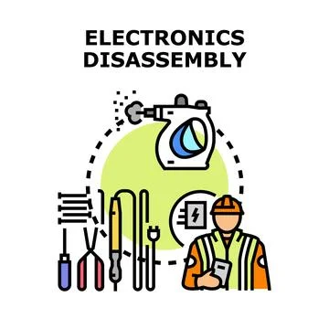 Electronics disassembly process concept with tools Stock Illustration