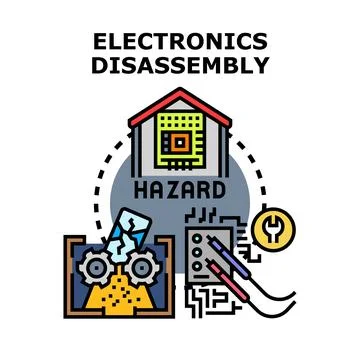 Electronics disassembly process creating hazardous waste Stock Illustration