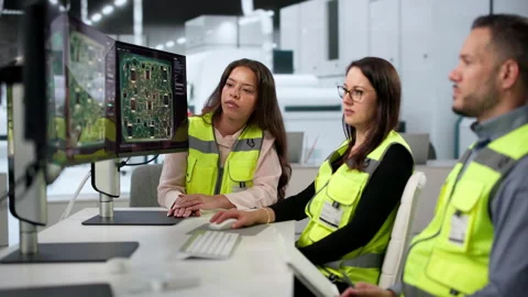 Electronics Engineer Reviews Multilayer PCB Design Stock Footage 347906670