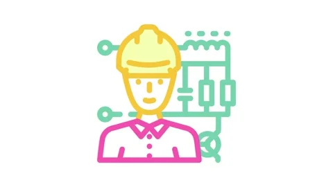 Electronics engineer worker color icon animation Stock Footage 327271303