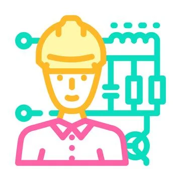 Electronics engineer worker color icon vector illustration イラスト素材