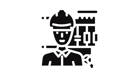 Electronics engineer worker glyph icon animation Stock Footage 326746250