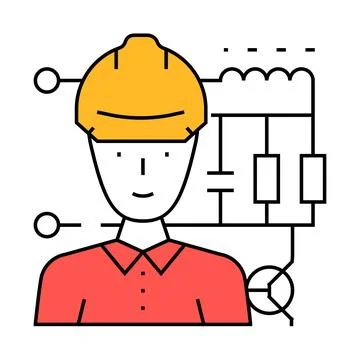 Electronics engineer worker icon color illustration Stock Illustration