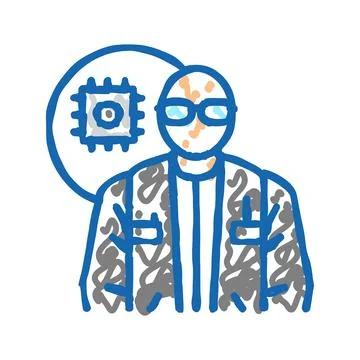 Electronics engineer worker icon doodle illustration Stock Illustration