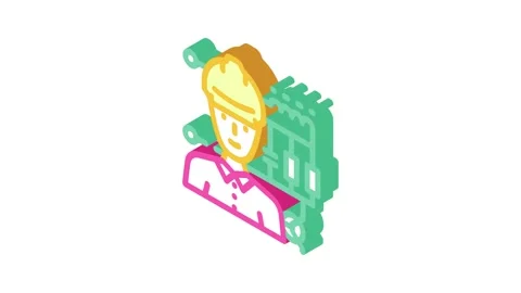 Electronics engineer worker isometric icon animation Stock Footage 327294182