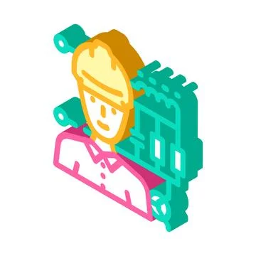 Electronics engineer worker isometric icon vector illustration 스톡 일러스트