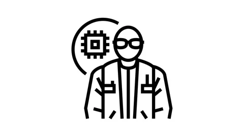 Electronics engineer worker line icon animation Stock Footage 326136661