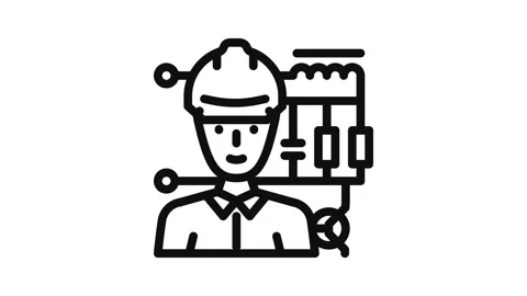 Electronics engineer worker line icon animation Stock Footage 326765850