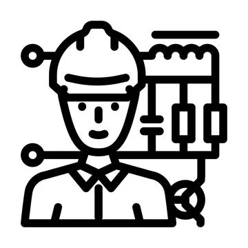 Electronics engineer worker line icon vector illustration Stock Illustration