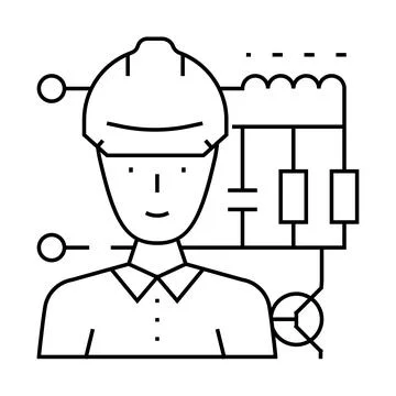 Electronics engineer worker line icon vector illustration Illustrazione stock